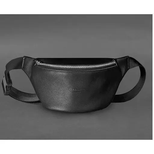 Шкіряна поясна сумка-бананка Kanny чорна - фото 1