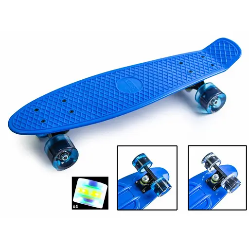 Скейт Пенни Борд A-Toys Penny Board Maraton со светящимися колёсами с декой 55 см синий - фото 2