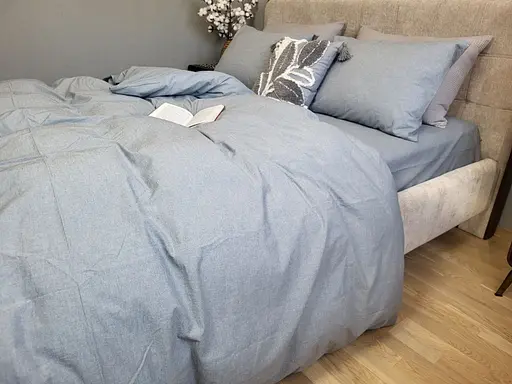 Комплект постельного белья Washed Cotton из вареного хлопка Серый Slate Gray - двуспальный - фото 4