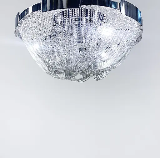 Стельова хромована люстра з переплетеними ланцюжками Line.F Діаметр 40см - фото 6