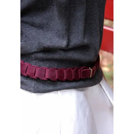 Женский кожаный бохо-ремень BlankNot бордовый - фото 5