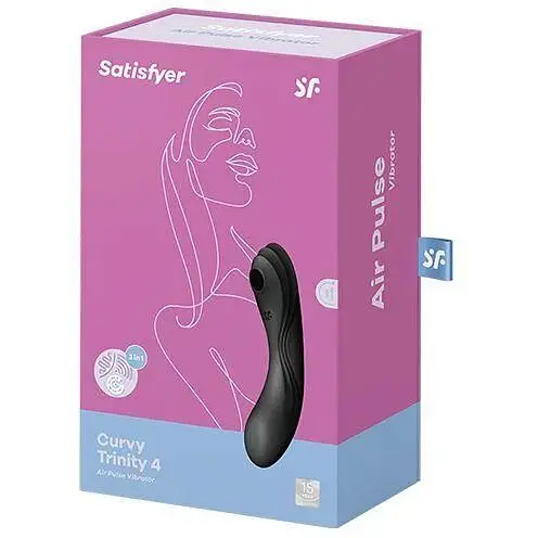 Вакуумний стимулятор із вібрацією Satisfyer Curvy Trinity 4 Black 3 в 1 - фото 6