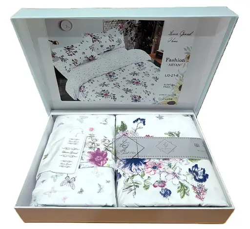 Постільна білизна сатин Laura-Grand 21 євро комплект квітковий принт - фото 2