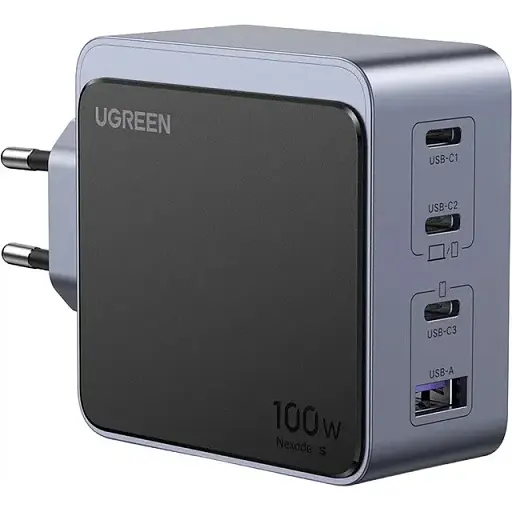 Зарядний пристрій Ugreen Nexode Air Gan X565 100W (3xUSB-C+USB-A) Fast Charger Сірий (UGR-35043) - фото 1