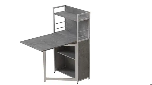 Стіл книжка з етажеркою Практик 1 Ferrum-decor 1200x640x990 Білий метал ДСП Бетон 16 мм (FRD-104624) - фото 2