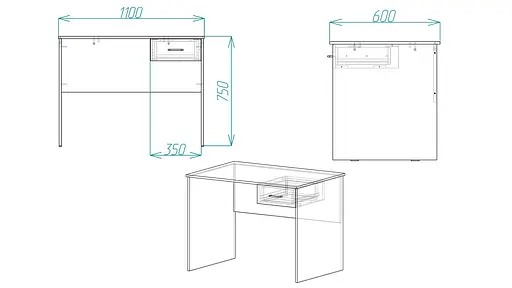 Стол компьютерный Бад Ferrum-decor 750x1100x600 ДСП Дуб Сонома Трюфель 16 мм (FRD-104756) - фото 5
