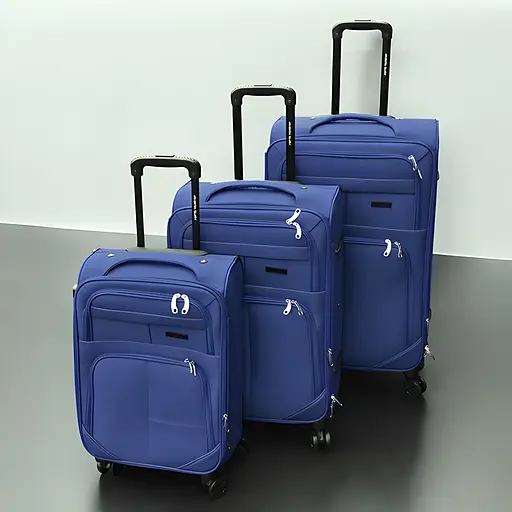 Набор тканевых чемоданов 3в1 с кодовым замком и телескопической ручкой синий (6071) - фото 2