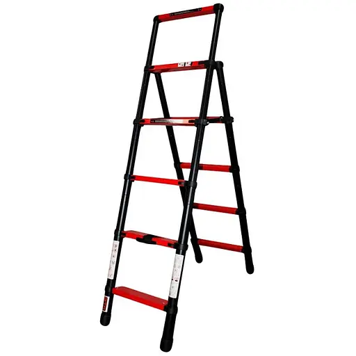 Телескопическая стремянка GTM KME5056B алюминиевая, 5 ступенек 1700 мм (39423) - фото 1