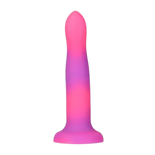 Фалоімітатор Addiction Rave 8″, що світиться в темряві, Glow in the Dark Dildo Pink Purple, 20,3 см - фото 3