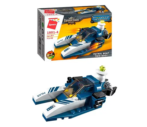 Конструктор Qman 1801-1-8 поліція, транспорт, 45-49 деталей Катамаран