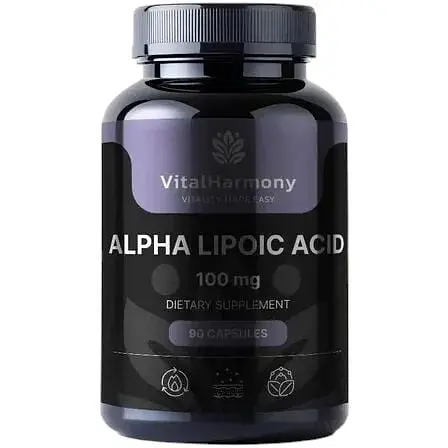Альфа-липоевая кислота VitalHarmony Alpha Lipoic Acid 100 mg, 90 капсул для антиоксидантной защиты