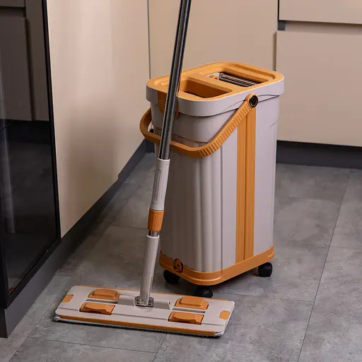 Швабра с ведром 16 л для мытья полов с отжимом плоская насадка из микрофибры набор для уборки дома ZhiyuCleanHP-35015-58 - фото 3