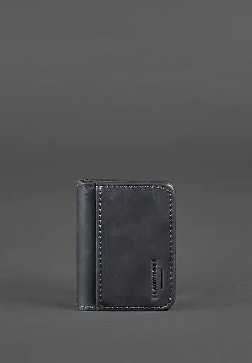 Кожаная обложка для ID-паспорта и водительского заседания 4.1 синяя Crazy Horse с гербом - фото 2