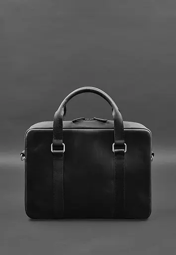 Шкіряна сумка для ноутбука та документів чорна Crazy Horse - фото 3