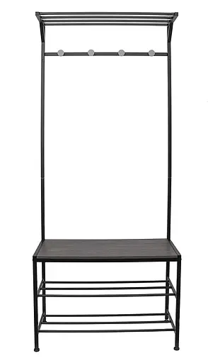 Стойка-вешалка для одежды FABRIKA SOLUTION, в прихожую, со скамейкой и полками для обуви - фото 2