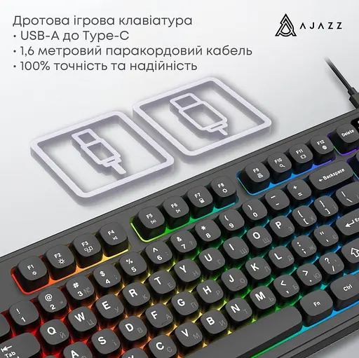 Клавіатура ігрова дротова Ajazz AF-B-98 USB Black - фото 5