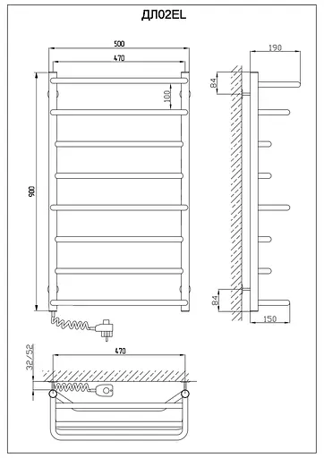 Электрический полотенцесушитель Kosser Лотос 900x500/8 ЕL рег. ДЛ02EL, Хром, Левое - фото 5