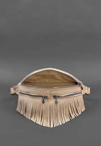 Шкіряна жіноча сумка на пояс Spirit світло-бежева - фото 6