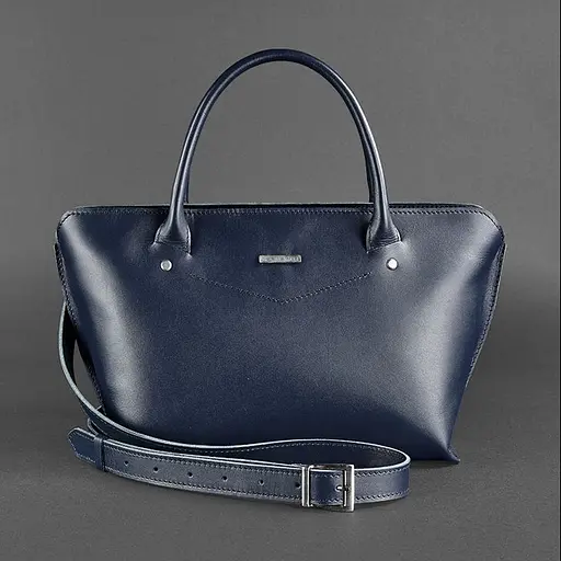 Жіноча шкіряна сумка Midi темно-синя - фото 10