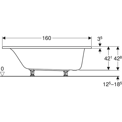Ванна акриловая Gebert Selnova 160x70 554.282.01.1 + ножки Белый - фото 3