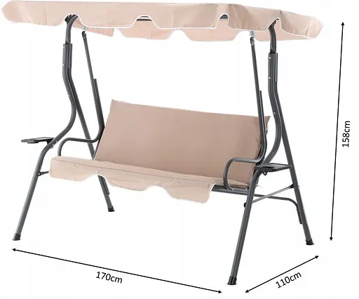 Садовые качели Garden Line VIP антрацит 170 x 110 x 153 см - фото 3