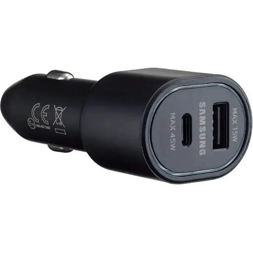 Автомобільний зарядний пристрій Samsung Dual Port Car Charger USB + Type-C Port 45W High c0py Чорний - фото 1