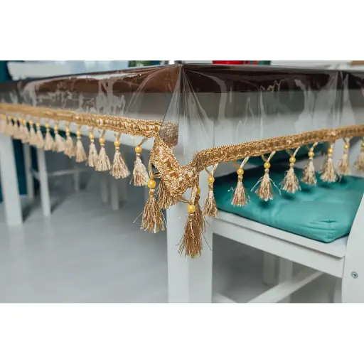 Скатерть силиконовая с кофейной бахромой 280х170 см