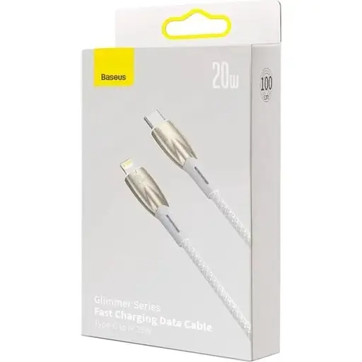 Кабель Baseus Glimmer Series Fast Charging USB-C to Lightning 20w 1m White (CADH000002) [155528] - фото 6