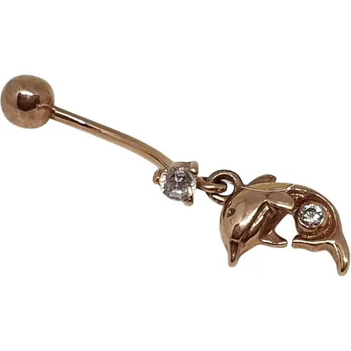 Золота сережка-пірсинг Dear Дельфін з фіанітом. 7013.1