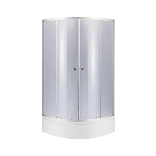 Душевая кабина Latwa SC80x80.SAT.MID. GR полукруглая, стекло тонированное 4 мм + душевой поддон Kapielka ST80x80x26, с панелью Lidz, универсальная, тонированная - фото 1