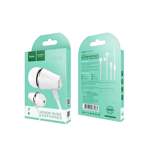 Навушники вакуумні Hoco M34 Jack 3.5 білий - фото 3