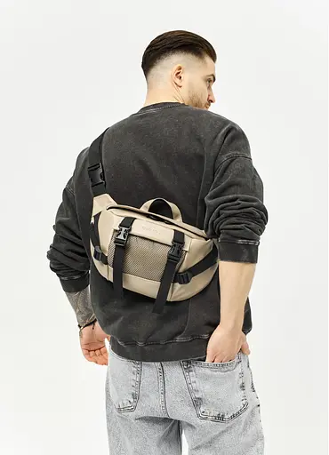 Большая мужская сумка бананка Sambag DynamicDart серая 38 × 21 × 7 см (80411130m) - фото 2