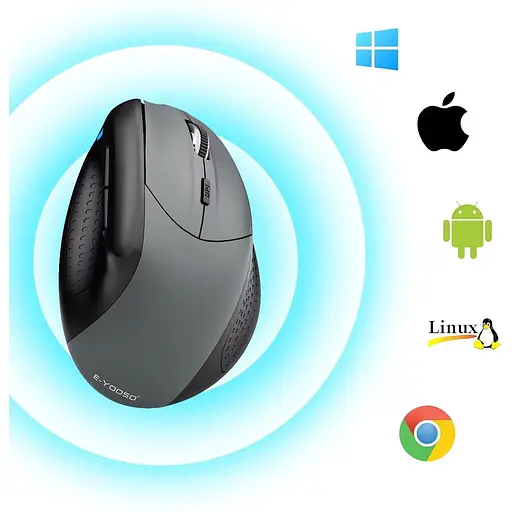 Вертикальна миша бездротова E-YOOSO X45 2.4 gHz Bluetooth Чорний - фото 7