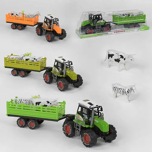 Трактор инерция с прицепом и 2 животными (В ассортименте) - фото 2
