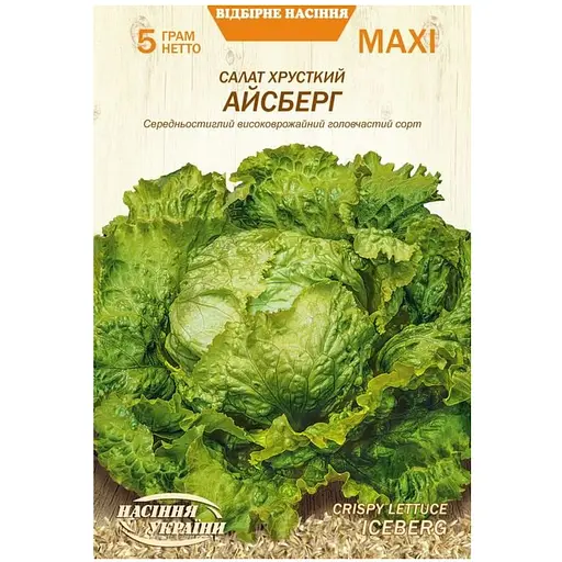 Салат Головчастий Хрусткий Айсберг Насіння України Maxi 5 г