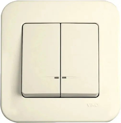 Вимикач 2-клавішний VIKO Rollina з підсвіткою кремовий (90421050)