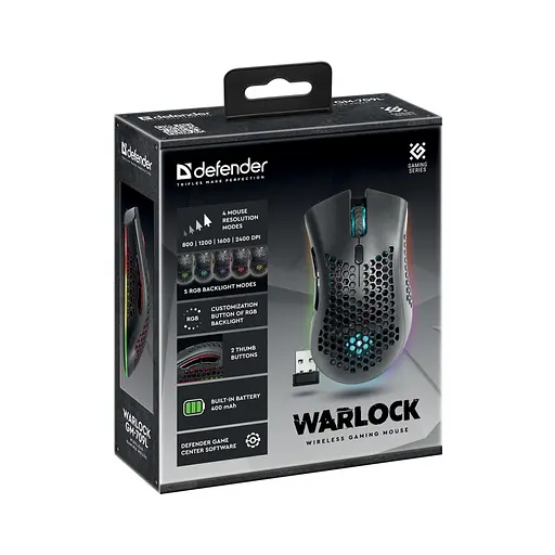 Мышка Defender Warlock GM-709L RGB Wireless Black (52709) - фото 9