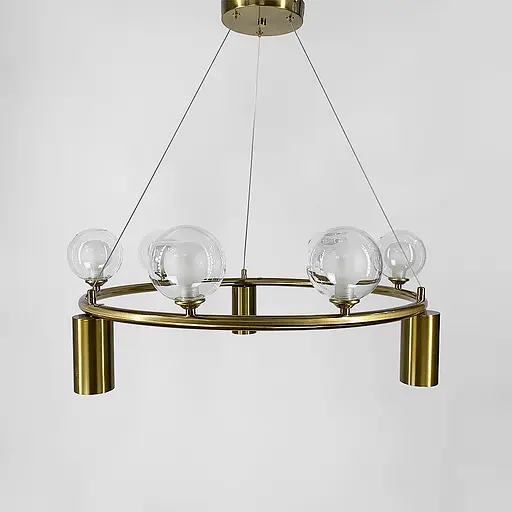 Підвісна люстра-кільце на 6 плафонів та 3 споти d 60 | Арт. SG 46-750 GD | Line F - фото 9