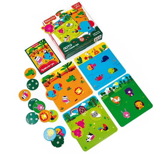 Гра настільна "Fisher Price. Лото. Вивчаємо тварин" VT2910-01, 4 гральні поля - фото 2