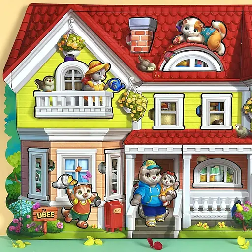 Дерев'яний пазл-вкладиш "Котячий літній будинок" Ubumblebees (ПСД272) PSD272 - фото 15