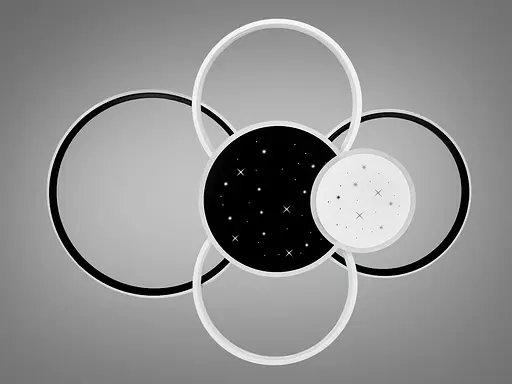 Гармонійна стельова світлодіодна люстра з пультом, 115Вт, білий+чорний - фото 4