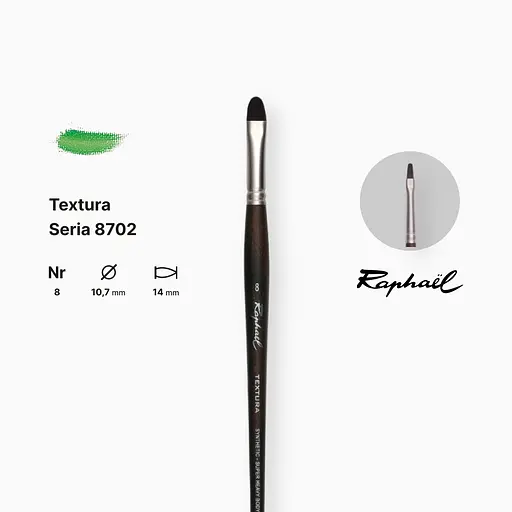 Кисть синтетика овальная Raphael Textura, №8, профессиональная, длинная ручка - фото 2