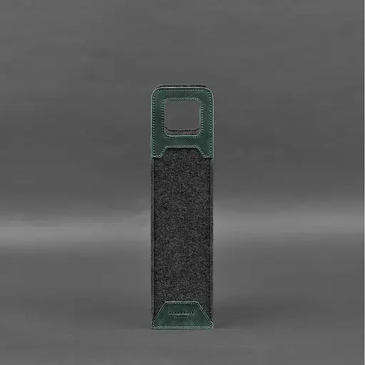 Чехол для вина BlankNote Crazy Horse 1.0 из фетра с кожаными вставками зеленый - фото 2