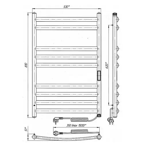 Электрический полотенцесушитель Laris Классик Премиум П9 500x800 Е левый S 73207662, Хром, Левое, Электронный - фото 6