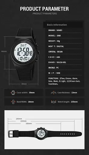 Наручний годинник чоловічий Skmei 1980 White, 1980WT (18470) - фото 6