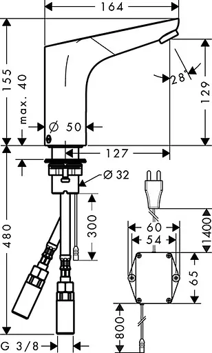 Змішувач Hansgrohe Focus сенсорний для умивальника 230 V без регулювання температури 31174000 Хром - фото 2