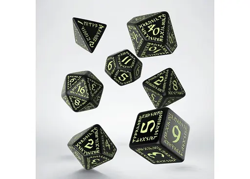 Набір кубиків Runic Black & glow-in-the-dark Dice Set , 7 шт. (SRUN03) - фото 2