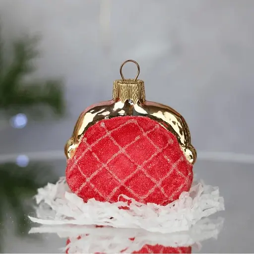 Ялинкова прикраса Санта Шоп Гаманець рожевий скло (4820001165531) - фото 3