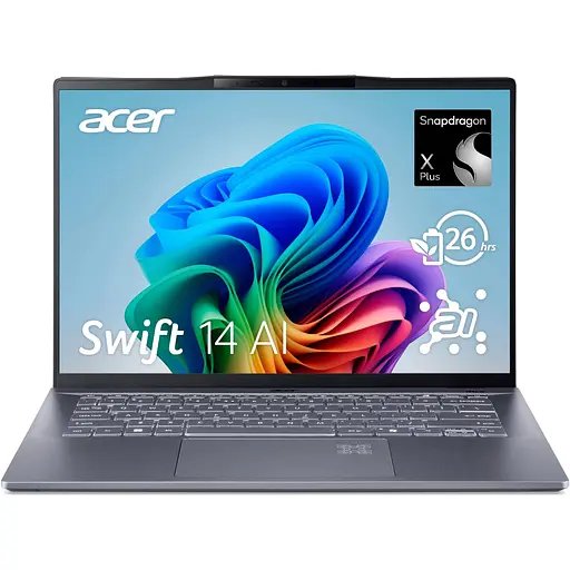 Acer Ноутбук Swift 14 AI SF14-11 14.5" WQXGA IPS, Quallcomm X1P-64-100, 16GB, F1TB, UMA, Win11, серый