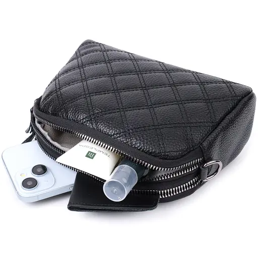 Женская сумка Vintage прошита ромбами на лицевой стороне из натуральной кожи 19.5х12.5х7 см sum0027554 - фото 10